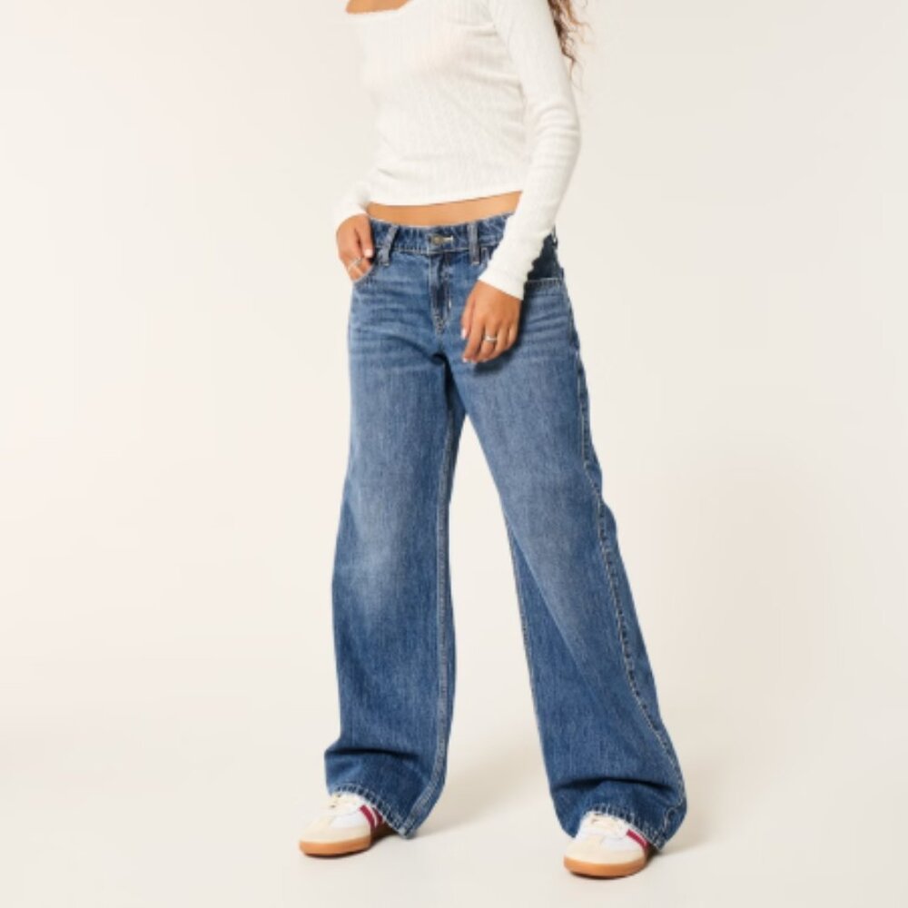 Hollister Low-Rise Dark Wash Baggy Jeans